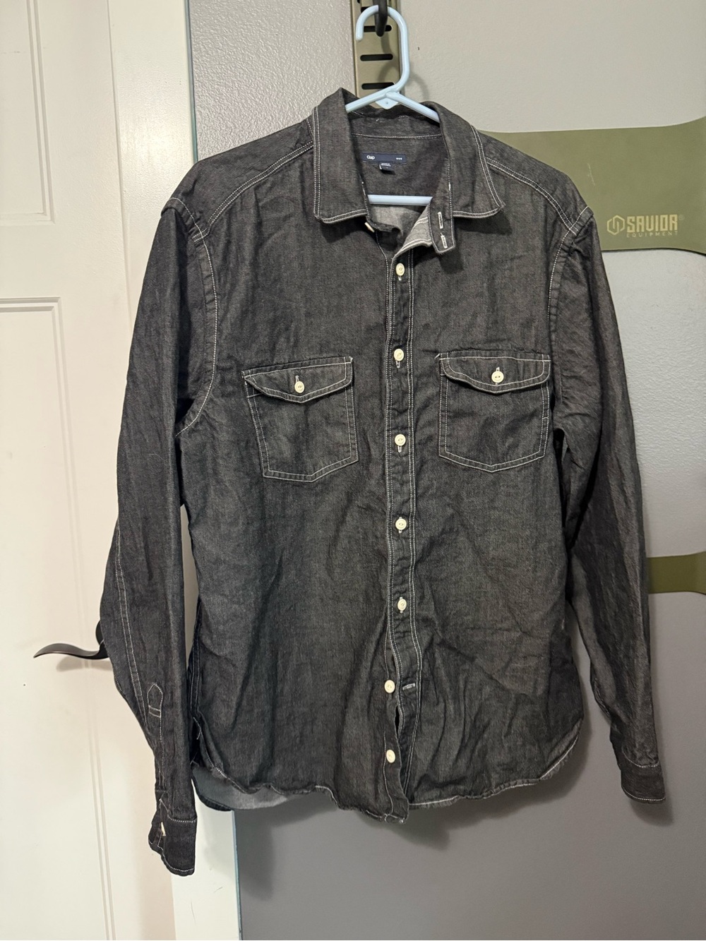 GAP Men's Charcoal Button-Up Shirt Jacket